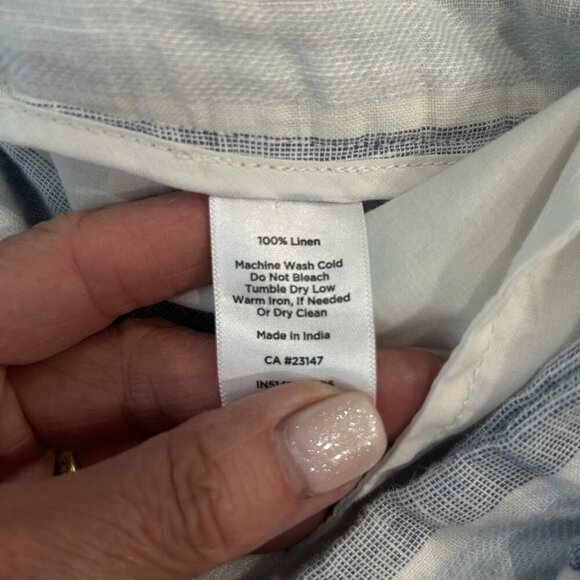 Talbots Coastal Blue White Stripe Linen Wide Leg Pants Size 6 Petite - Picture 6 of 10